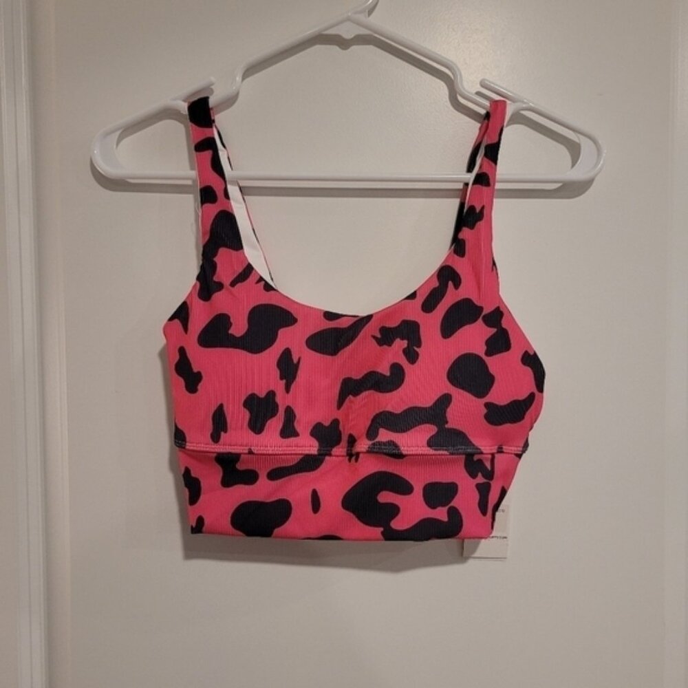 LA Society Hot Pink Leopard Sport Bra